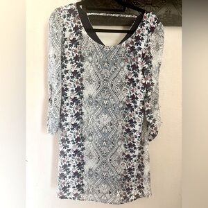 Speechless White and Blue Graphic Midi Dress